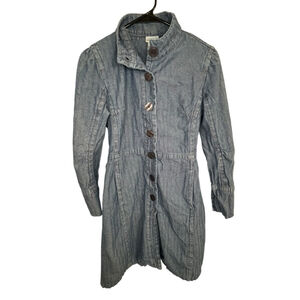 Newport News Jeanology Vintage Button Up Long Sleeve Cotton Denim Dress
